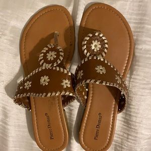 Brown leather flip-flops